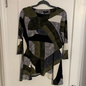 Alfani Green and Gray Textured Top